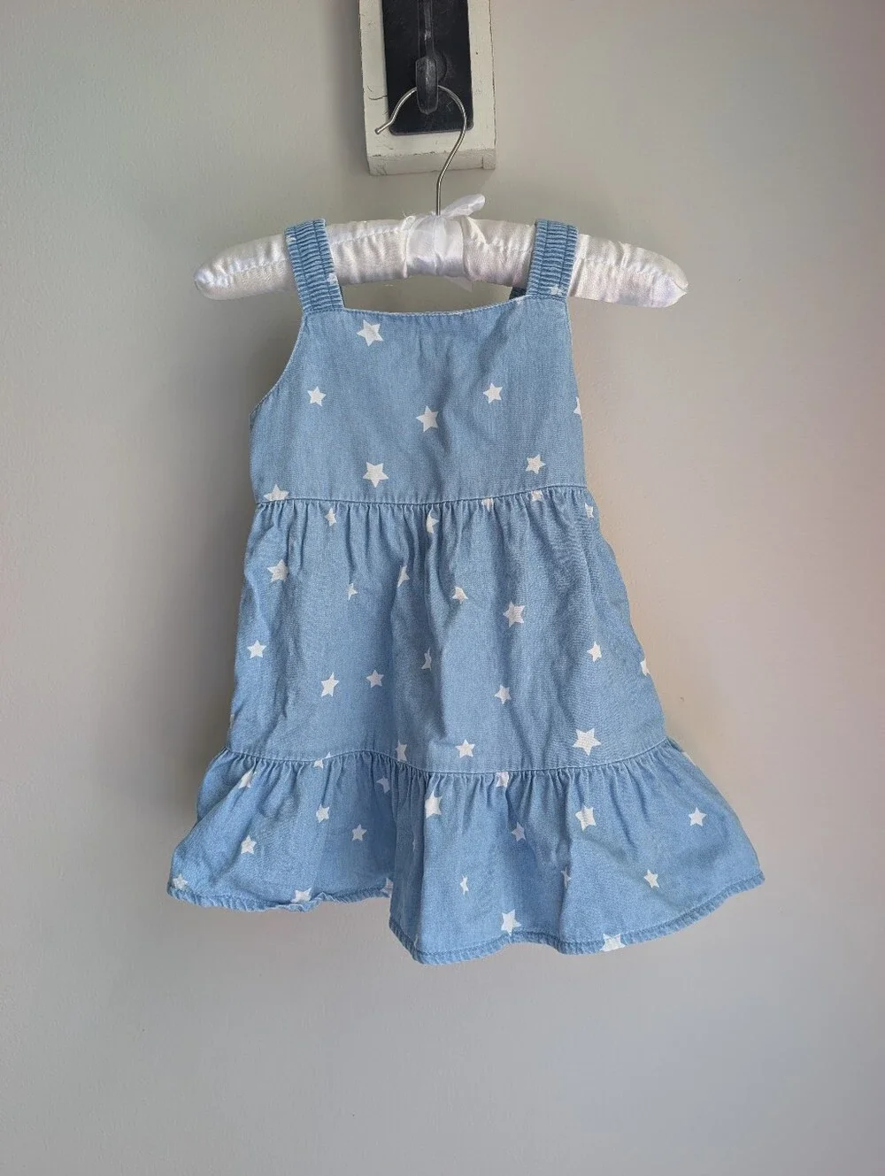 Matching Sister Dresses 12 M and 5T Flowy Chambray Denim Star Dress